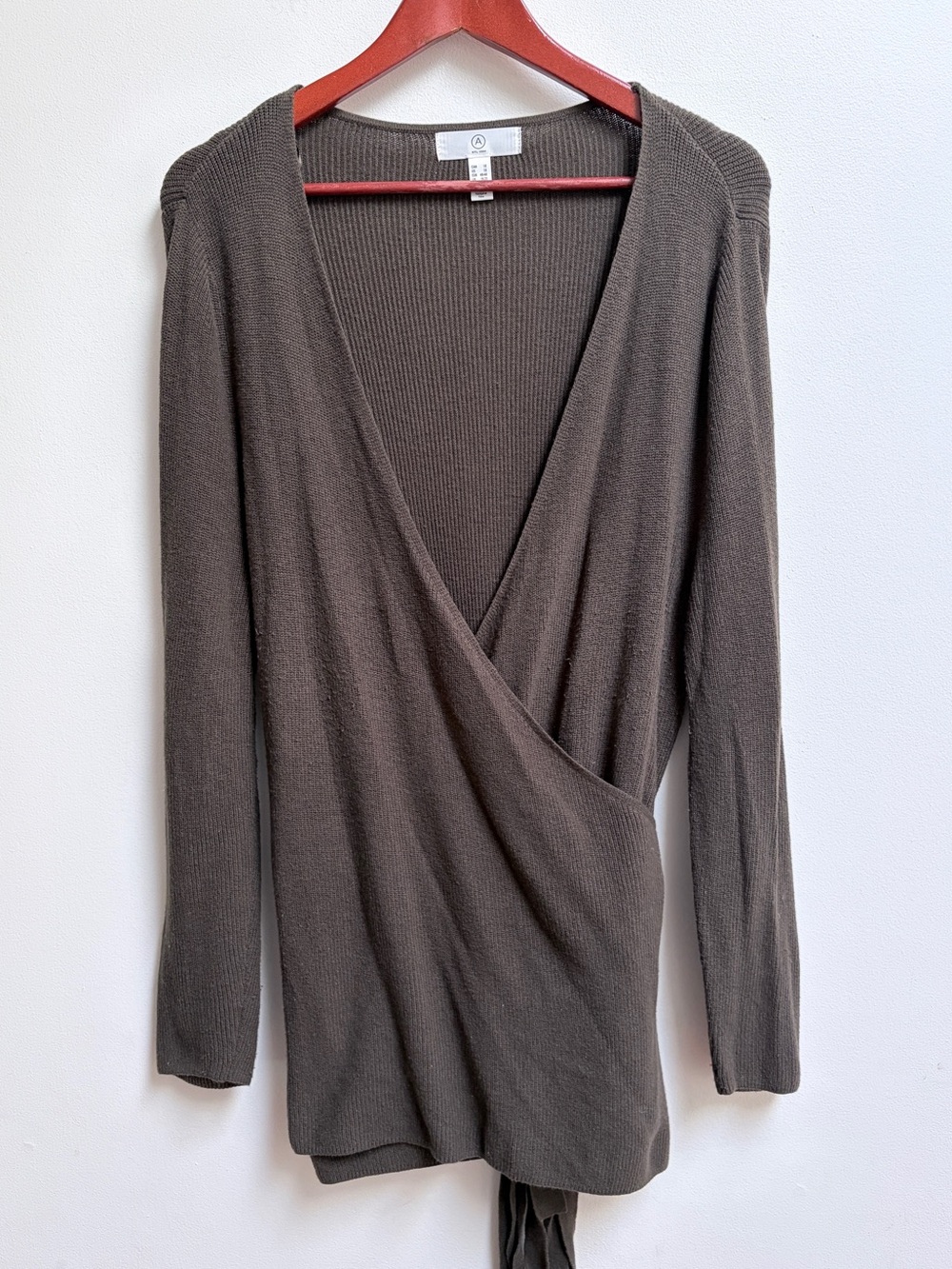 Addition Elle Deep Olive Wrap Surplice V-Neck Sweater